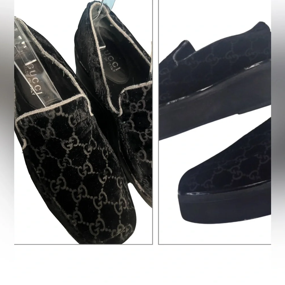 GUCCI Black Suede Double G Platform Loafers - Picture 5 of 13